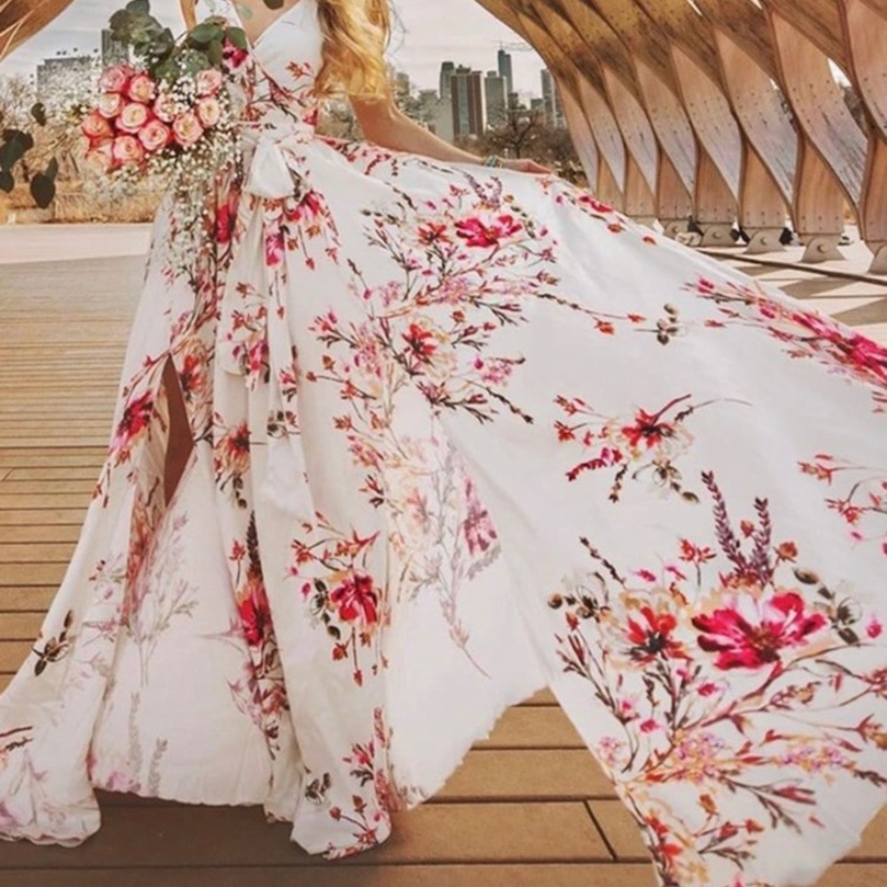 FLORAL SLEEVELESS MAXI DRESS - Picture 3 of 11